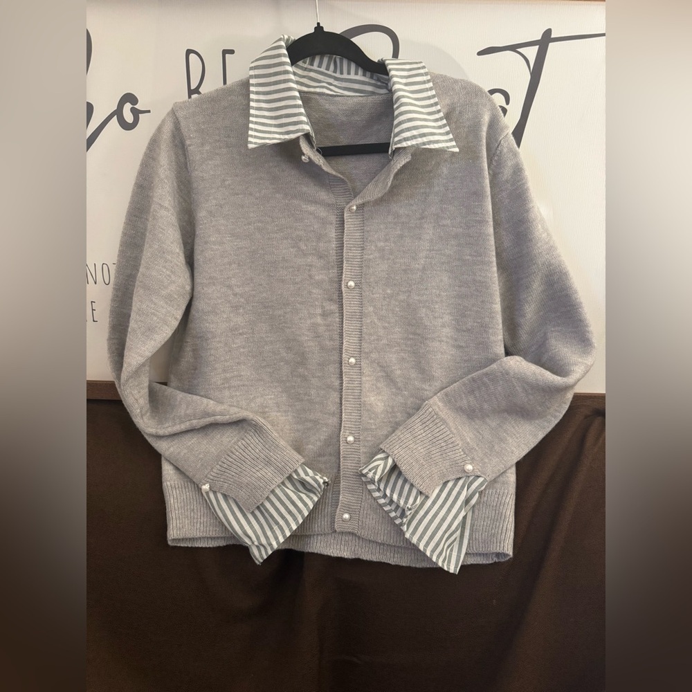 Gray Women's Cardigan Sweater